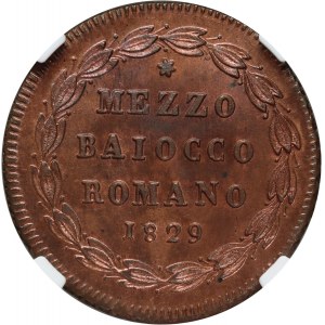Vatican, Pie VIII, 1/2 baiocco 1829 B, Bologne