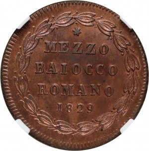 Watykan, Pius VIII, 1/2 baiocco 1829 B, Bolonia