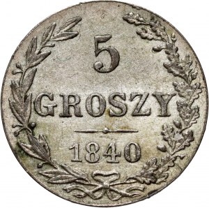 Russian partition, Nicholas I, 5 groszy 1840 MW, Warsaw