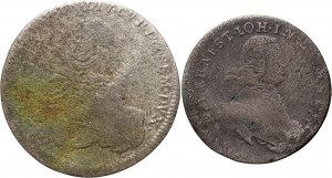 Courland, Ernest Jan Biron, sada 2 mincí, trojak 1765 a šesťpence 1764