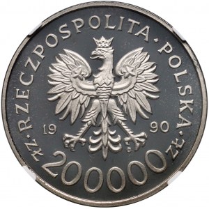 Troisième République, 200000 zloty 1990, Solidarité, ÉCHANTILLON, nickel
