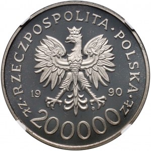 Dritte Republik, 200000 Zloty 1990, Solidarität, SAMPLE, Nickel