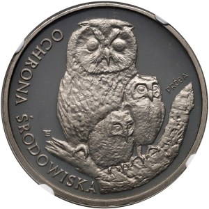 PRL, 500 złotych 1986, Ochrona Środowiska - Sowa z młodymi, PRÓBA, nikiel
