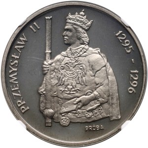 Poľská ľudová republika, 1000 zlatých 1985, Przemyslaw II, PRÓBA, nikel
