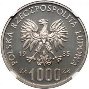 Polská lidová republika, 1000 zlatých 1985, Przemyslaw II, PRÓBA, nikl