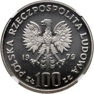 PRL, 100 złotych 1979, Ochrona Środowiska - Ryś na trawie, PRÓBA, nikiel