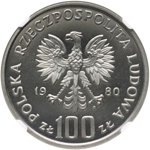 Poľská ľudová republika, 100 zlatých 1980, XXII. olympijské hry, SAMPLE, nikel