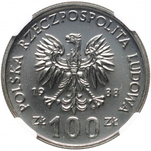 PRL, 100 zloty 1988, 70° anniversario della Rivolta di Wielkopolska, PRÓBA, nichel