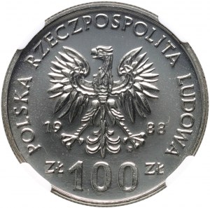 People's Republic of Poland, 100 zloty 1988, 70th anniversary of the Greater Poland Uprising, PRÓBA, nickel