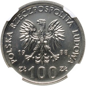 People's Republic of Poland, 100 gold 1988, Jadwiga, PRÓBA, nickel