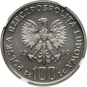 Poľská ľudová republika, 100 zlotých 1980, tetrov, PRÓCE, nikel
