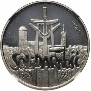 III RP, 100000 złotych 1990, Solidarność, PRÓBA, nikiel