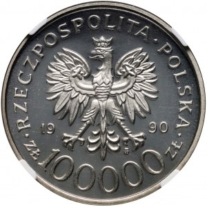 III RP, 100000 złotych 1990, Solidarność, PRÓBA, nikiel