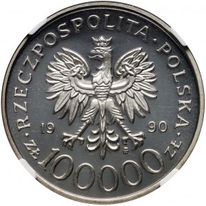 Terza Repubblica, 100000 zloty 1990, Solidarietà, CAMPIONE, nichel