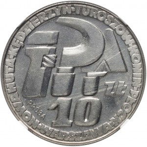PRL, 10 zloty 1964, Sierp i kielnia, PRÓBA, nichel, con marchio di zecca