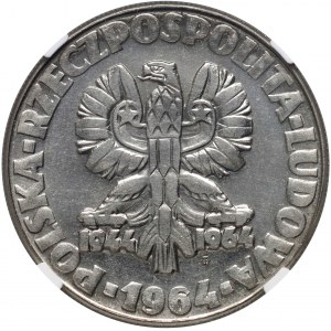 PRL, 10 zloty 1964, Sierp i kielnia, PRÓBA, nichel, con marchio di zecca