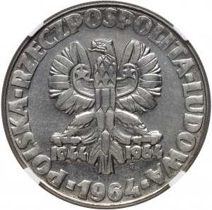 PRL, 10 zloty 1964, Sierp i kielnia, PRÓBA, nickel, avec marque d'atelier