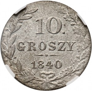 Zabór rosyjski, Mikołaj I, 10. groszy 1840 MW, Warszawa