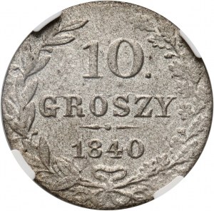 Zabór rosyjski, Mikołaj I, 10. groszy 1840 MW, Warszawa