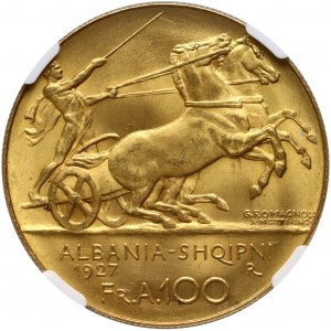 Albania, Amet Zogu, 100 Franga Ari 1927 R, Rome