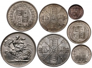 Wielka Brytania, Wiktoria, zestaw monet z 1887 roku, Złoty Jubileusz