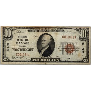 USA, Illinois, The Macomb National Bank, 10 Dollars 1929, series C