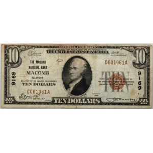 Stati Uniti d'America, Illinois, Macomb National Bank, 10 dollari 1929, Serie C