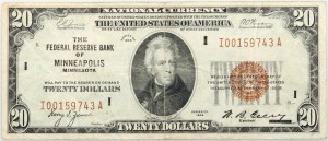 Stany Zjednoczone Ameryki, Minnesota, The Federal Reserve Bank of Minneapolis, 20 dolarów 1929, seria I