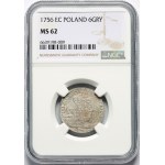 Agosto III, sei penny 1756 CE, Lipsia