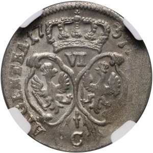 Allemagne, Prusse, Frédéric II, 6 pennies (six pence) 1757 C, Cleve