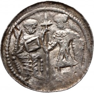 Boleslao III di Wrymouth 1107-1138, denario, Cracovia, Principe e Sant'Adalberto