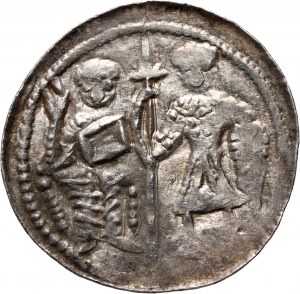 Bolesław III Krzywousty 1107-1138, denar, Kraków, Książę i św. Wojciech