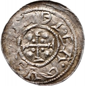 Boleslav III. Krivoprísažný 1107-1138, denár, Krakov, knieža a svätý Adalbert