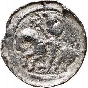 Bolesław II il Temerario 1058-1080, denario, Cracovia, principe a cavallo