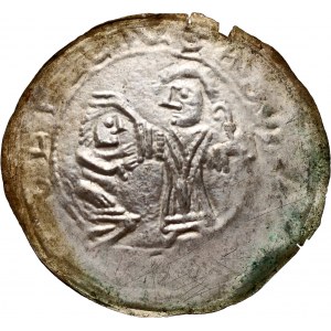 Bolesław III Krzywousty 1107-1138, brakteat protekcyjny, Kraków, św. Wojciech i Książę