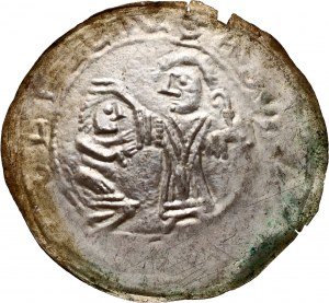 Boleslaw III the Wry-mouthed 1107-1138, patronage bracteate, Cracow, St. Adalbert and the Prince.