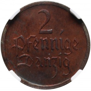 Freie Stadt Danzig, 2 fenigs 1923, Berlín, zrcadlové razítko (proof)