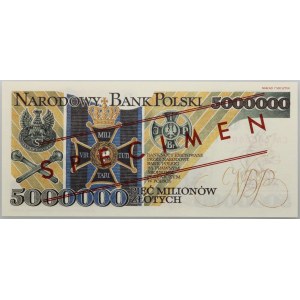 III RP, 5000000 Zloty 1995, Józef Piłsudski, Nachbildung des Banknotenentwurfs, MODELL Nr. 59, CM-Serie