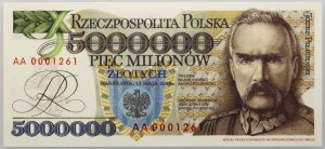 III RP, 5000000 zlotých 1995, Józef Piłsudski, replika návrhu bankovky, séria AA