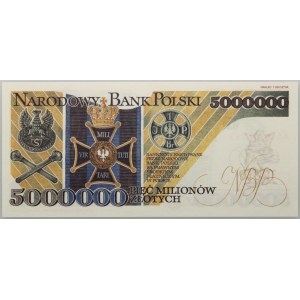 III RP, 5000000 Zloty 1995, Józef Piłsudski, Nachbildung des Banknotenmusters, Serie AA