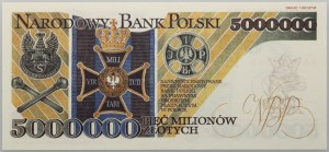 III RP, 5000000 złotych 1995, Józef Piłsudski, replika projektu banknotu, seria AA