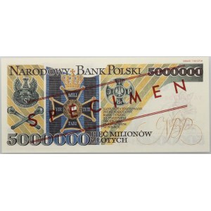 III RP, 5000000 zloty 1995, Jozef Pilsudski, réplique du dessin du billet, MODÈLE No 74, série YA