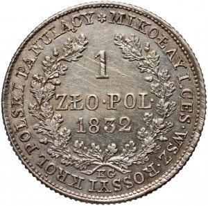Congress Kingdom, Nicholas I, 1 zloty 1832 KG, Warsaw