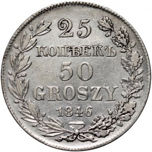 Zabór rosyjski, Mikołaj I, 25 kopiejek = 50 groszy 1846 MW, Warszawa