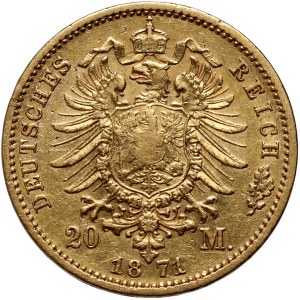 Allemagne, Prusse, Guillaume Ier, 20 marques 1871 A, Berlin