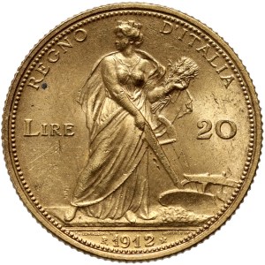 Italie, Victor Emmanuel III, 20 lires 1912 R, Rome