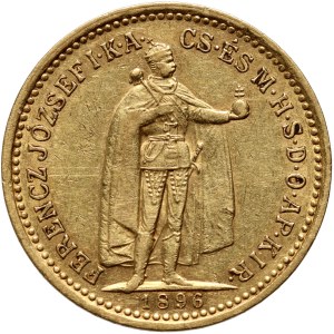Hongrie, François-Joseph Ier, 10 couronnes 1896 KB, Kremnica