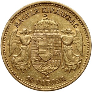 Hongrie, François-Joseph Ier, 10 couronnes 1896 KB, Kremnica