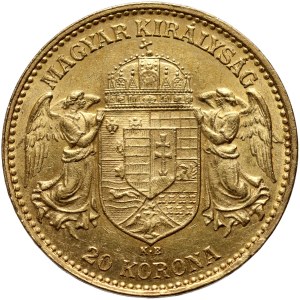 Hongrie, François-Joseph Ier, 20 couronnes 1911 KB, Kremnica