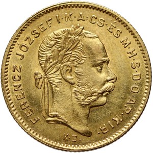 Węgry, Franciszek Józef I, 4 forinty = 10 franków 1878 KB, Kremnica